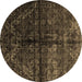 Round Abstract Brown Modern Rug, abs4502brn