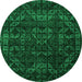 Round Machine Washable Abstract Green Modern Area Rugs, wshabs4503grn