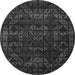 Round Machine Washable Abstract Gray Modern Rug, wshabs4503gry