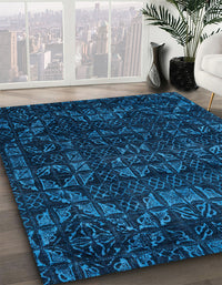 Abstract Bright Navy Blue Modern Rug, abs4503