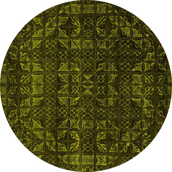Round Abstract Yellow Modern Rug, abs4503yw