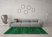 Machine Washable Abstract Green Modern Area Rugs in a Living Room,, wshabs4503grn