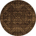 Round Abstract Orange Modern Rug, abs4503org