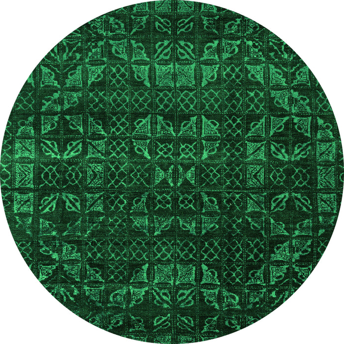 Round Abstract Green Modern Rug, abs4503grn