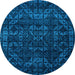 Round Abstract Light Blue Modern Rug, abs4503lblu