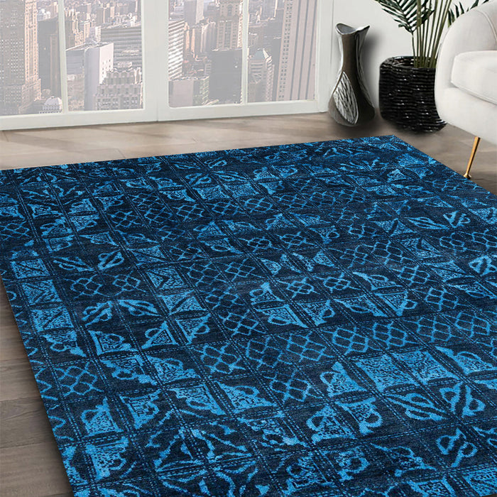 Machine Washable Abstract Bright Navy Blue Rug in a Family Room, wshabs4503