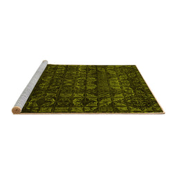 Sideview of Machine Washable Abstract Yellow Modern Rug, wshabs4503yw