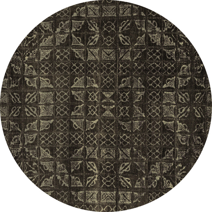 Round Abstract Brown Modern Rug, abs4503brn