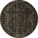 Round Abstract Brown Modern Rug, abs4503brn