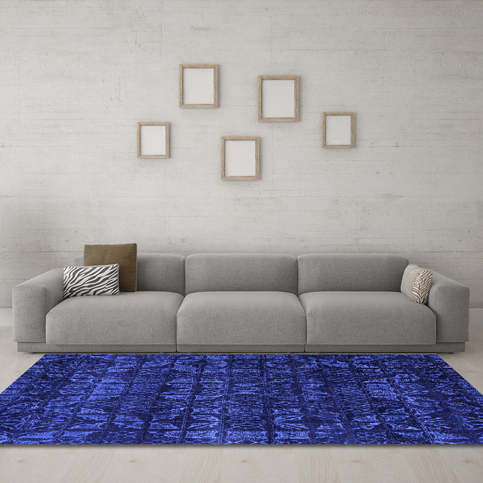 Machine Washable Abstract Blue Modern Rug in a Living Room, wshabs4503blu