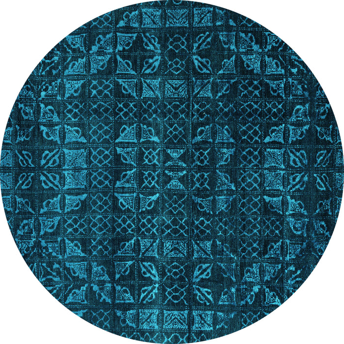 Round Abstract Turquoise Modern Rug, abs4503turq