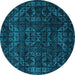 Round Abstract Turquoise Modern Rug, abs4503turq