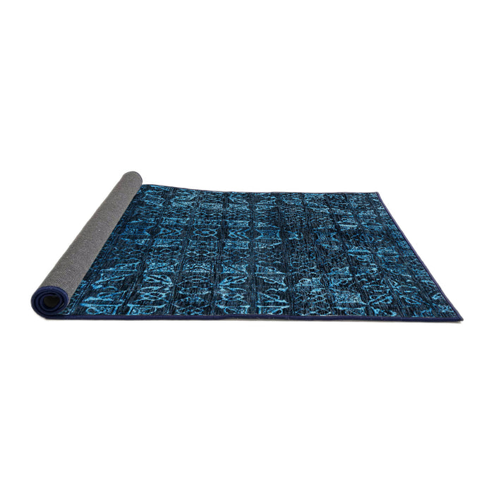 Sideview of Abstract Bright Navy Blue Modern Rug, abs4504