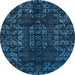 Round Abstract Bright Navy Blue Modern Rug, abs4504