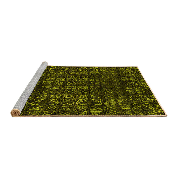 Sideview of Machine Washable Abstract Yellow Modern Rug, wshabs4504yw