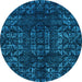 Round Abstract Light Blue Modern Rug, abs4504lblu