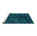 Sideview of Machine Washable Abstract Turquoise Modern Area Rugs, wshabs4504turq