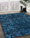 Abstract Bright Navy Blue Modern Rug in Family Room, abs4504