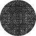 Round Machine Washable Abstract Gray Modern Rug, wshabs4504gry