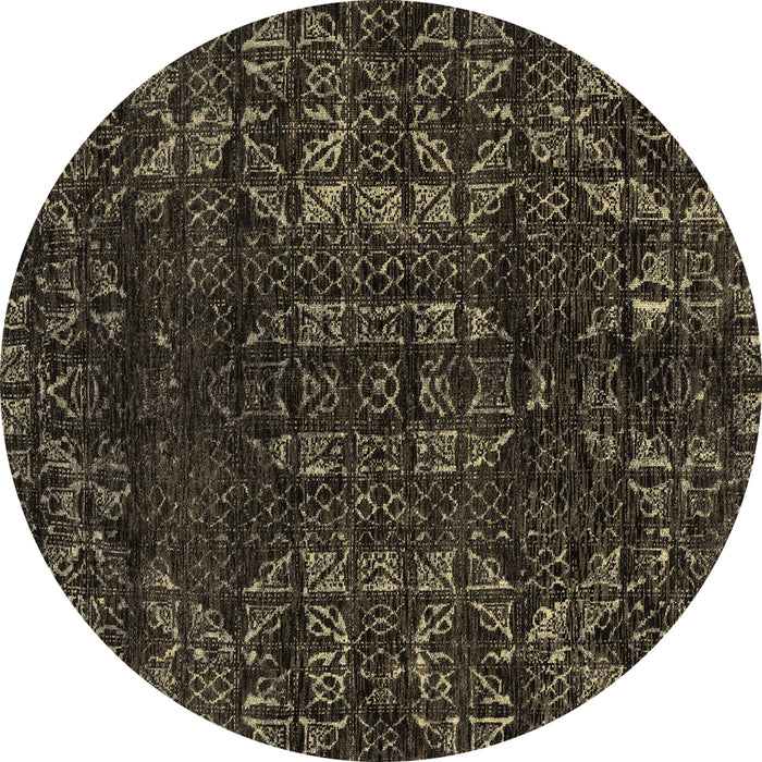 Round Abstract Brown Modern Rug, abs4504brn