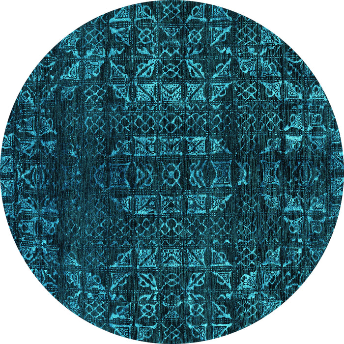 Round Abstract Turquoise Modern Rug, abs4504turq