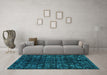 Machine Washable Abstract Turquoise Modern Area Rugs in a Living Room,, wshabs4504turq