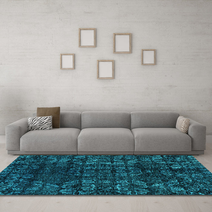Machine Washable Abstract Turquoise Modern Area Rugs in a Living Room,, wshabs4504turq