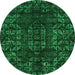 Round Machine Washable Abstract Green Modern Area Rugs, wshabs4504grn