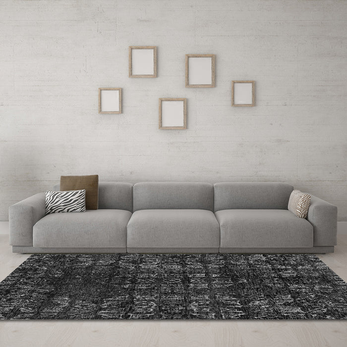 Machine Washable Abstract Gray Modern Rug in a Living Room,, wshabs4504gry