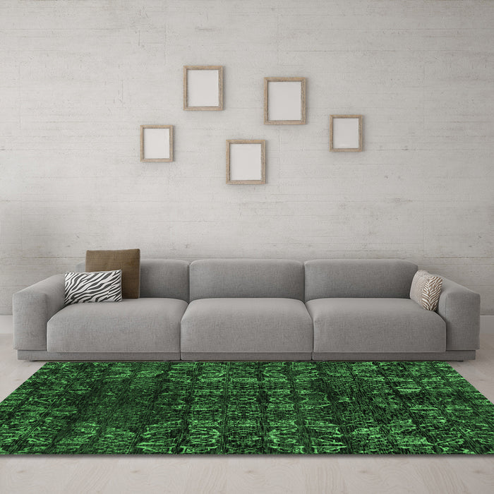 Machine Washable Abstract Emerald Green Modern Area Rugs in a Living Room,, wshabs4504emgrn