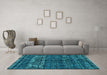 Machine Washable Abstract Turquoise Modern Area Rugs in a Living Room,, wshabs4505turq