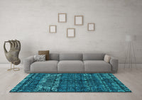 Machine Washable Abstract Turquoise Modern Rug, wshabs4505turq