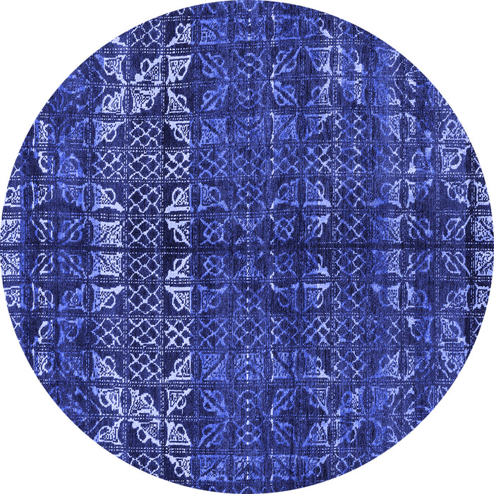 Round Abstract Blue Modern Rug, abs4505blu