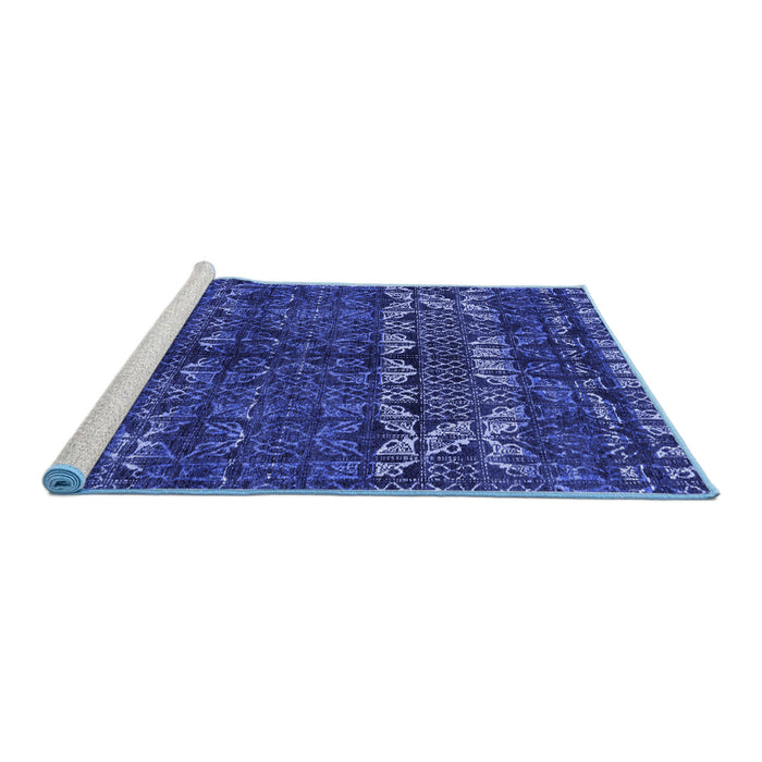 Sideview of Machine Washable Abstract Blue Modern Rug, wshabs4505blu