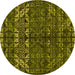 Round Abstract Yellow Modern Rug, abs4505yw