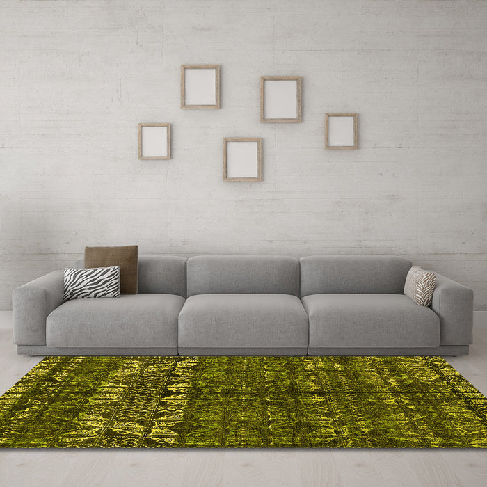 Machine Washable Abstract Yellow Modern Rug in a Living Room, wshabs4505yw