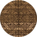 Round Abstract Orange Modern Rug, abs4505org