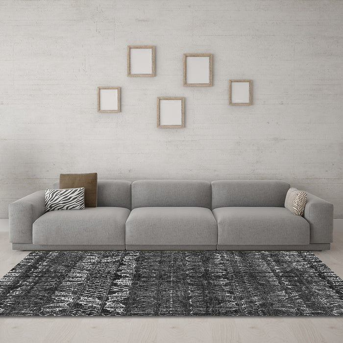 Machine Washable Abstract Gray Modern Rug in a Living Room,, wshabs4505gry