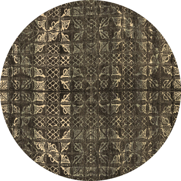 Round Abstract Brown Modern Rug, abs4505brn