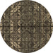 Round Abstract Brown Modern Rug, abs4505brn