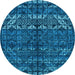 Round Abstract Light Blue Modern Rug, abs4505lblu