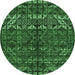 Round Abstract Emerald Green Modern Rug, abs4505emgrn