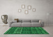 Machine Washable Abstract Green Modern Area Rugs in a Living Room,, wshabs4505grn