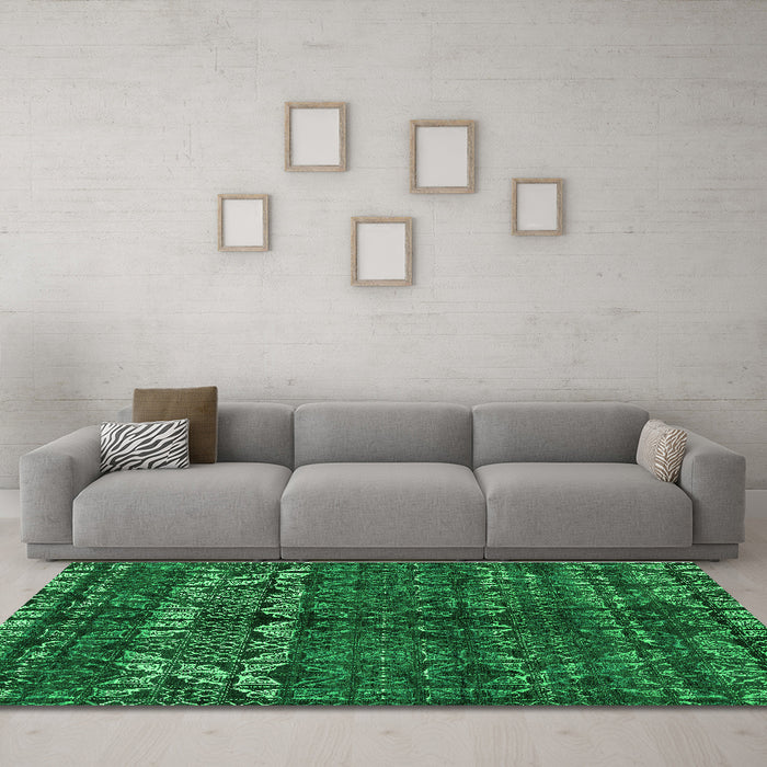 Machine Washable Abstract Green Modern Area Rugs in a Living Room,, wshabs4505grn