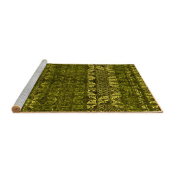 Sideview of Machine Washable Abstract Yellow Modern Rug, wshabs4505yw