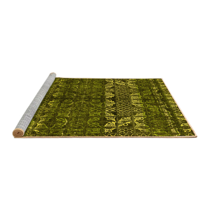 Sideview of Machine Washable Abstract Yellow Modern Rug, wshabs4505yw