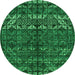 Round Abstract Green Modern Rug, abs4505grn