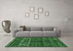 Machine Washable Abstract Emerald Green Modern Area Rugs in a Living Room,, wshabs4505emgrn