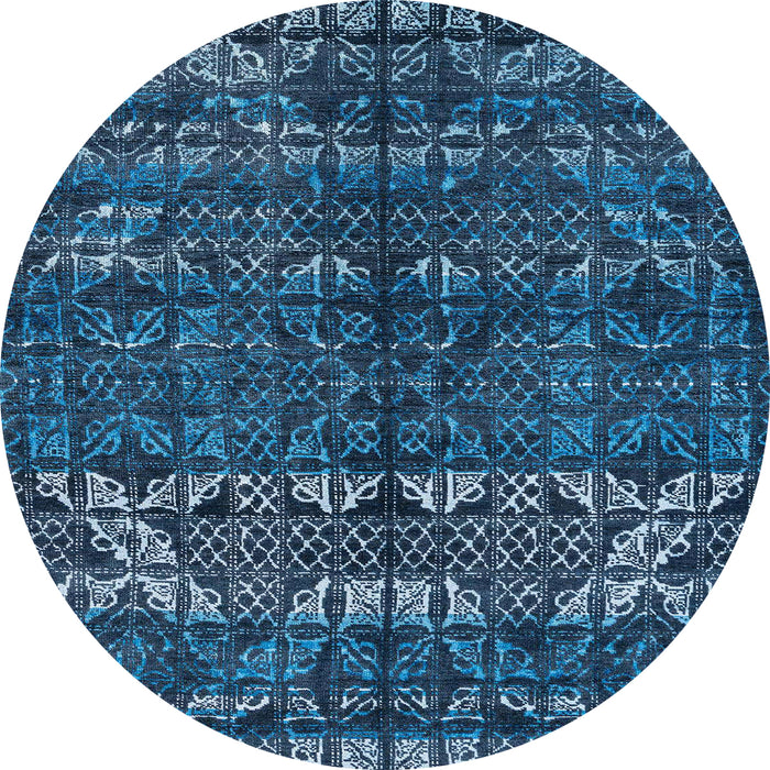 Round Abstract Blue Ivy Blue Modern Rug, abs4505