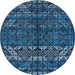 Round Abstract Blue Ivy Blue Modern Rug, abs4505